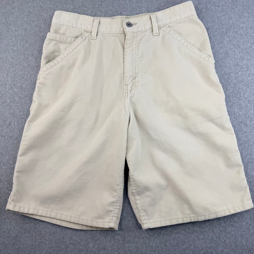 VTG Levis Carpenter Shorts Mens 30 Beige Corduroy Utility Workwear Cream 49657-8